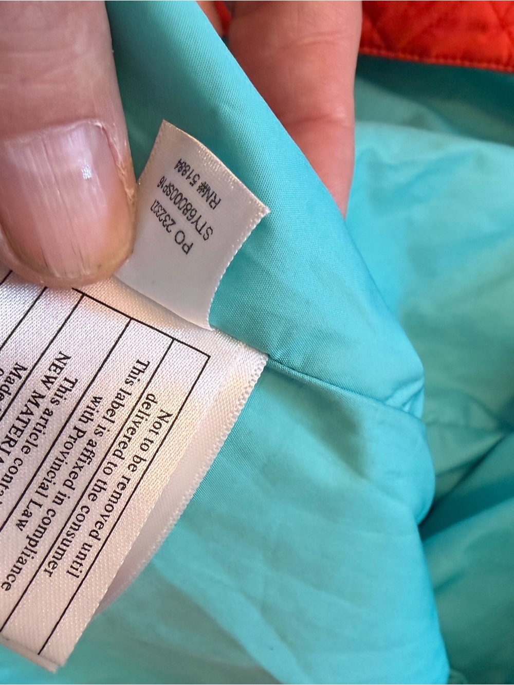 Patagonia Teal and Orange Kids Quilted Jacket boys 5/6 - Picture 7 of 9